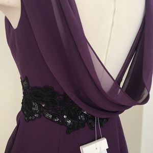Val Stefani Purple midi gown with Sequin belt